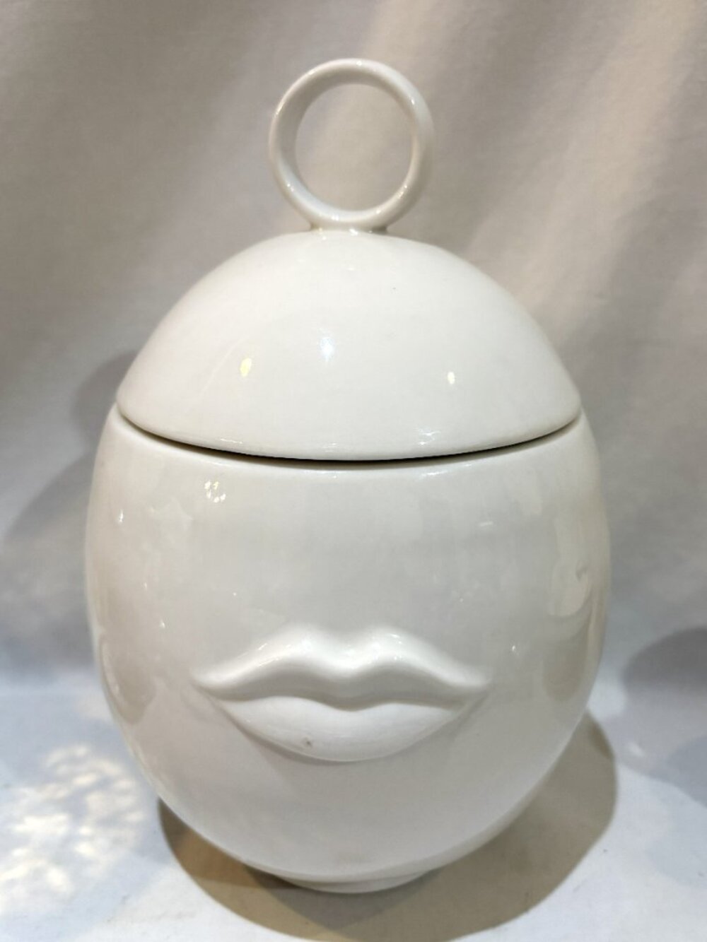 Jonathan Adler Mr & Mrs Muse White Porcelain Lidded Canister Cookie Jar